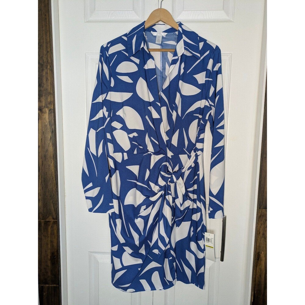 NWT London Times Petites Abstract Faux-Wrap Dress Size 14P